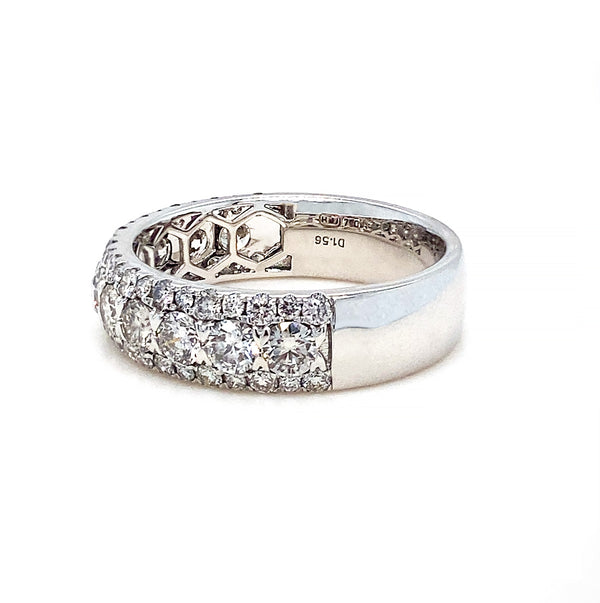 18K White Gold 1.52ct Diamond Three Row Ring