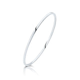 9CT White Gold 2mm Square Section Solid Oval Slave Bangle