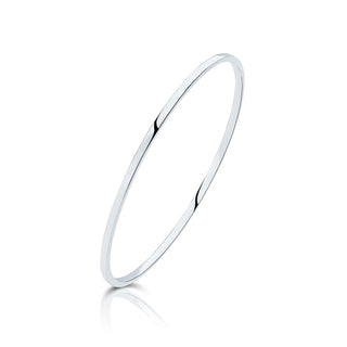 9CT White Gold 2mm Square Section Solid Oval Slave Bangle