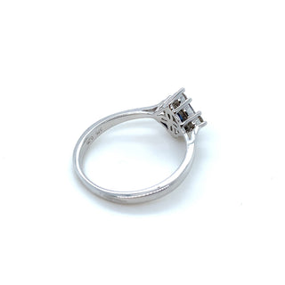 9K White Gold Sapphire and Diamond Square Halo Ring