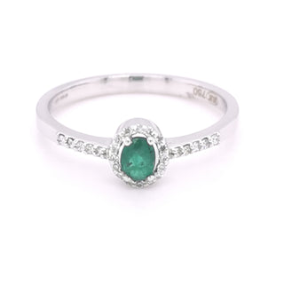 18ct White Gold Emerald and Diamond Ring