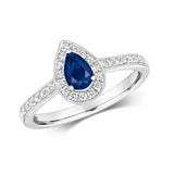 9ct White Gold Diamond and  Sapphire Ring
