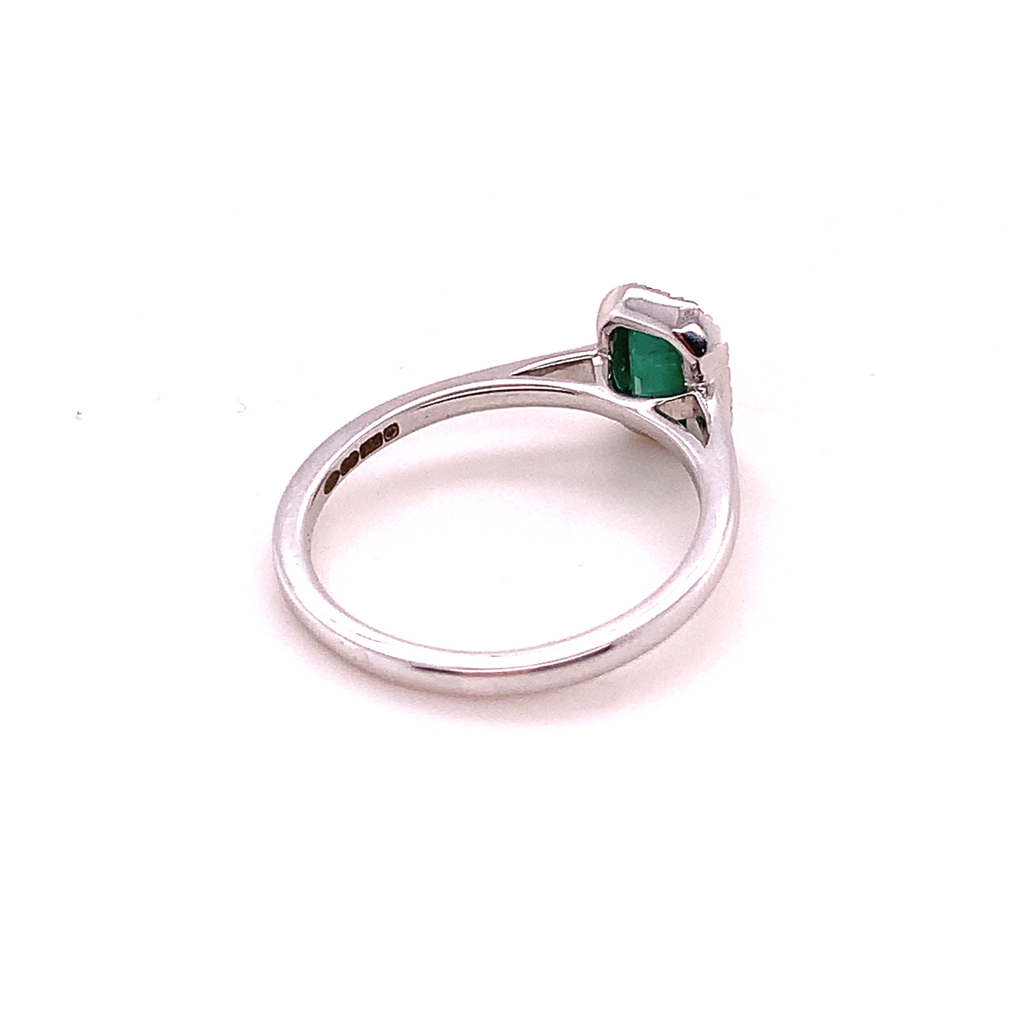 9K White Gold Emerald and Diamond Halo Ring