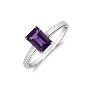 9K White Gold Amethyst Solitaire Ring