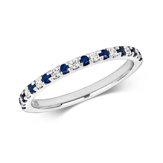 9K White Gold Sapphire & Diamond Eternity Ring