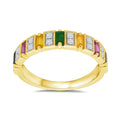 9K Yellow Gold Multi Gem & Diamond Ring