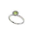 9K White Gold Peridot & Diamond Halo Ring