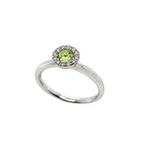 9K White Gold Peridot & Diamond Halo Ring
