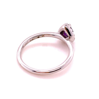 9K White Gold Amethyst Halo Ring