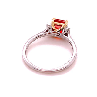 18K White and Yellow Gold Fire Opal and Diamond Ring