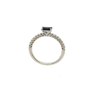 9K White Gold Sapphire and Diamond Dainty Ring