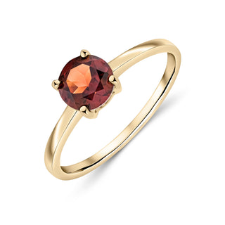 9K Yellow Gold Round Garnet Solitaire Ring