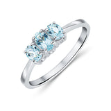 9K White Gold Oval Aquamarine Trilogy Ring