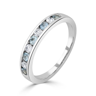 9K White Gold Aquamarine & Diamond Eternity Ring