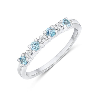 9K White Gold Aquamarine & Diamond Eternity Ring