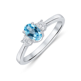 9K White Gold Blue Topaz & Diamond Ring