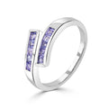 9K White Gold Tanzanite Cross Over Eternity Ring
