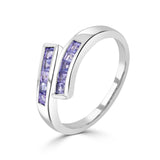 9K White Gold Tanzanite Cross Over Eternity Ring