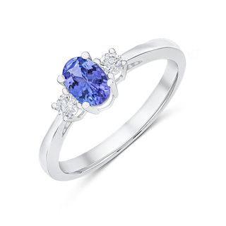 9K White Gold Tanzanite & Diamond Ring