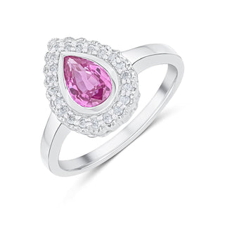Peach Sapphire Engagement Rings Pear Cut Real Pink Sapphire