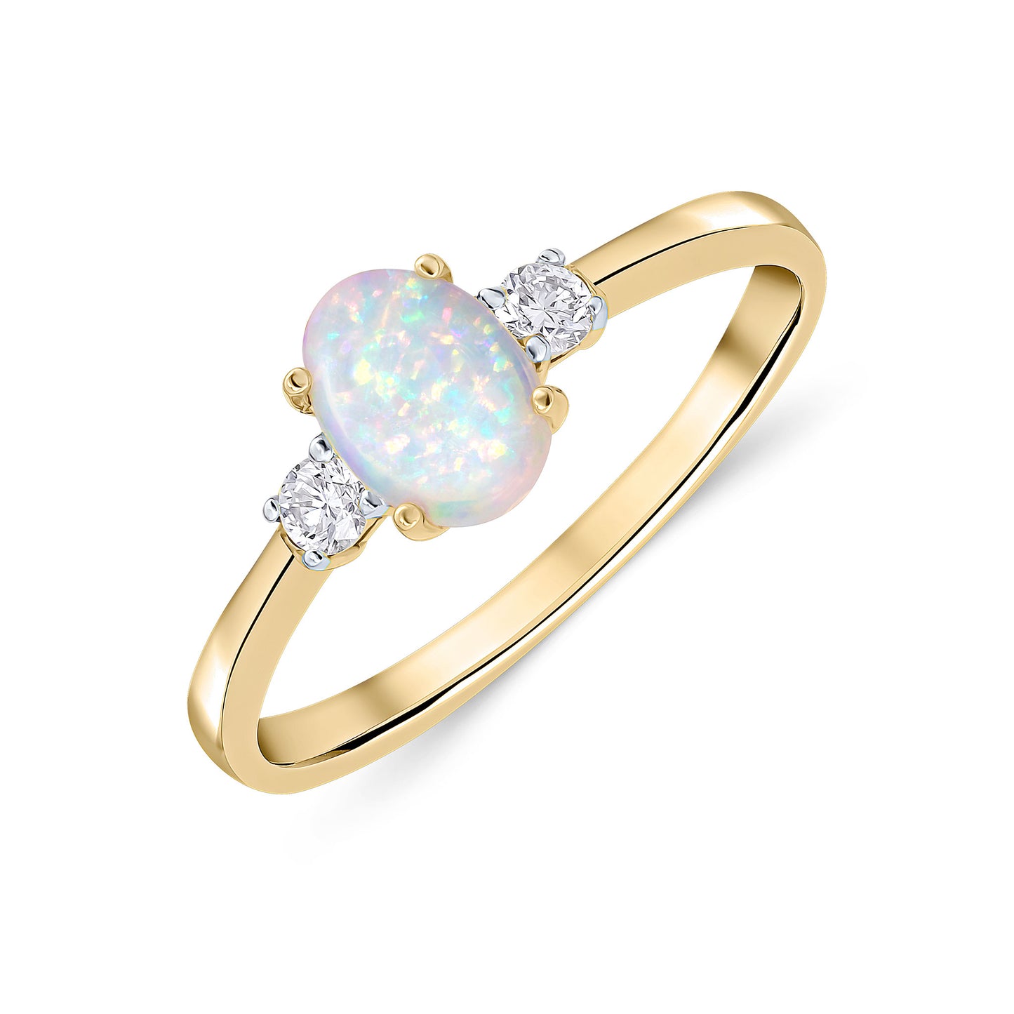 18K Yellow Gold Opal & Diamond Ring