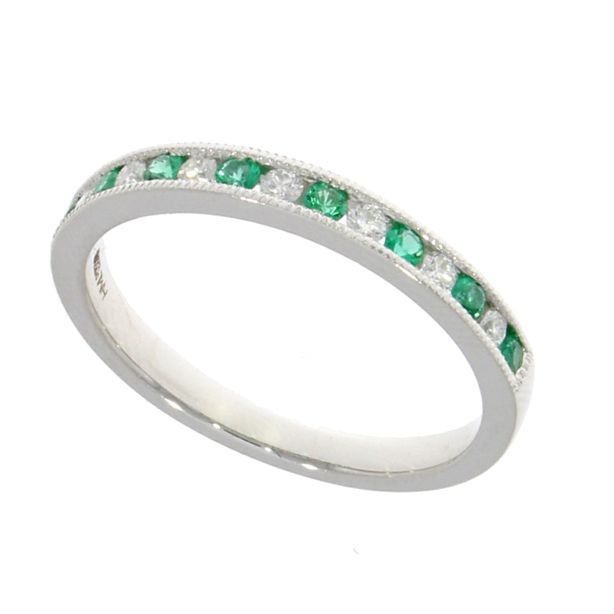 18K White Gold Emerald & Diamond Eternity Ring