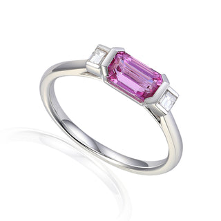 18K White Gold Pink Sapphire & Diamond Ring