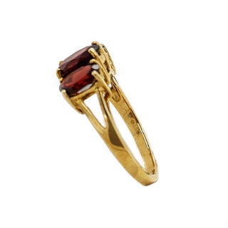9K Yellow Gold Three-Stone Garnet Ring