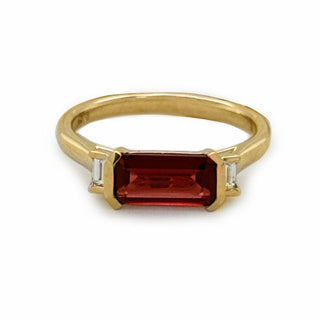 9K Yellow Gold Garnet & Diamond Ring