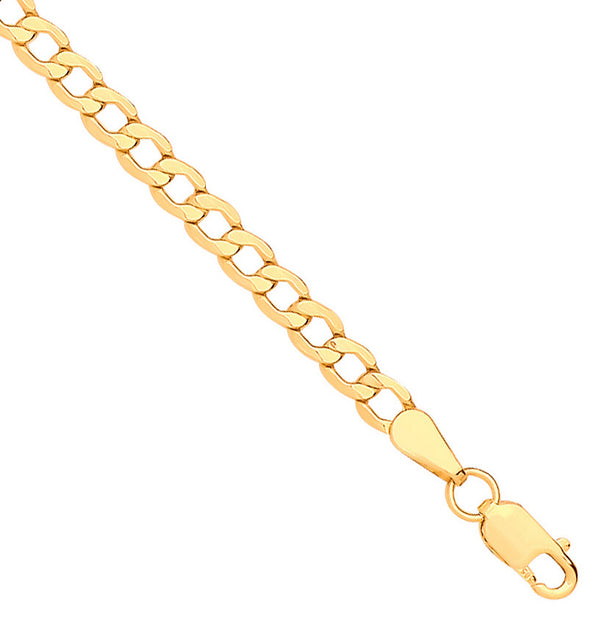 14ct Yellow Gold Hollow Beveled Curb 3.5mm Chain
