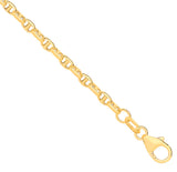14ct Yellow Gold Hollow Oval Puff Marine 2.7mm Chain