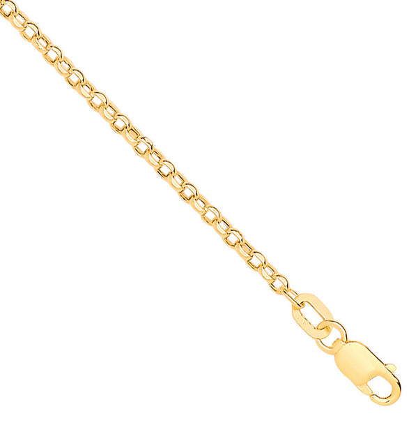 14ct Yellow Gold Hollow Round D/c Belcher 1.9mm Chain