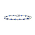 18CT White Gold Oval Sapphire & Round Diamond Line Bracelet