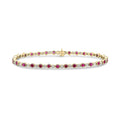 18CT Yellow Gold Round Ruby & Diamond Line Bracelet