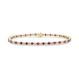18CT Yellow Gold Round Ruby & Diamond Line Bracelet