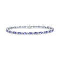 18CT White Gold Oval Tanzanite & Round Diamond Line Bracelet