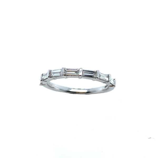 Platinum 0.51ct Baguette Diamond Half Set Eternity Ring