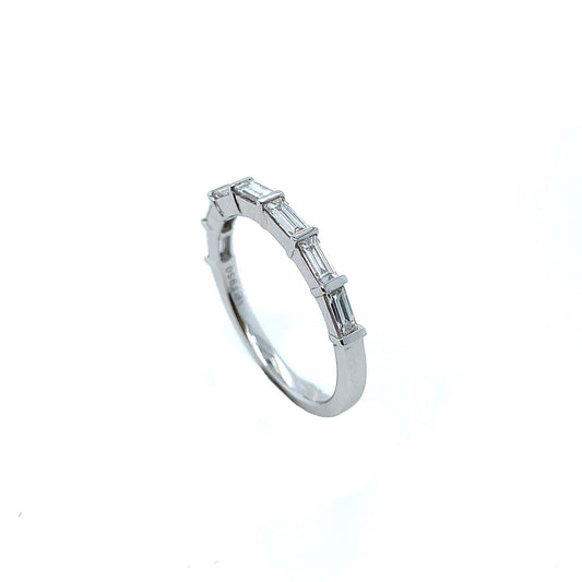 Platinum 0.51ct Baguette Diamond Half Set Eternity Ring