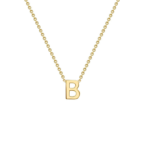 9K Yellow Gold 'B' Initial Adjustable Necklace/15"-17"