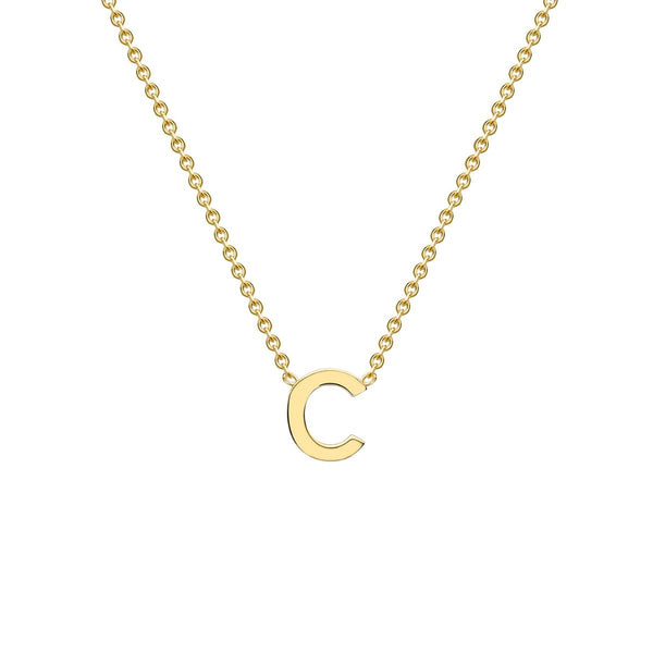 9K Yellow Gold 'C' Initial Adjustable Necklace/15"-17"