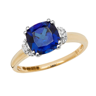 9ct Yellow Gold Synthetic Blue Sapphire Ring
