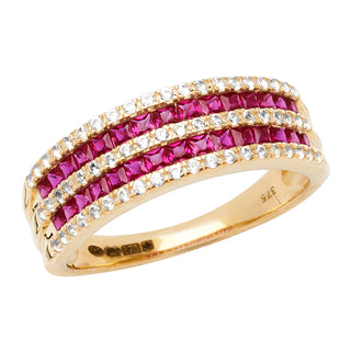 9K Yellow Gold Synthetic Ruby Ring
