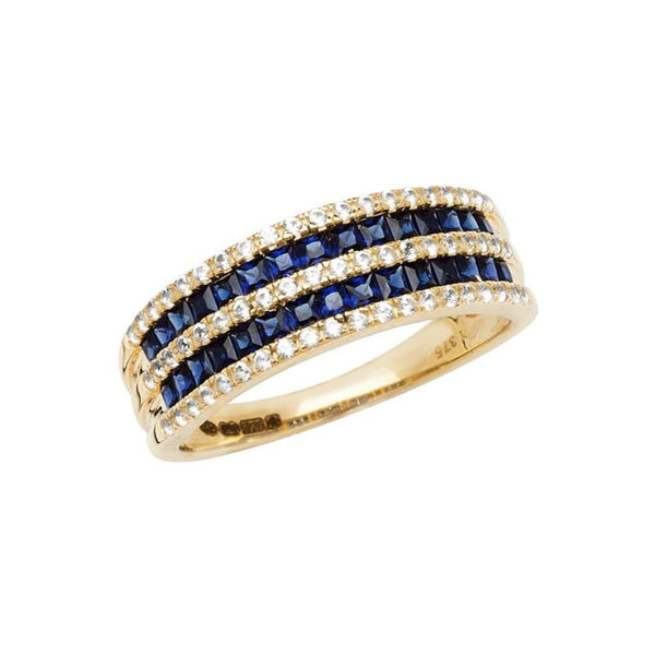 9K Yellow Gold Synthetic Blue Sapphire Ring