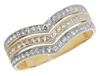 9ct Yellow Gold CZ Wishbone Ring