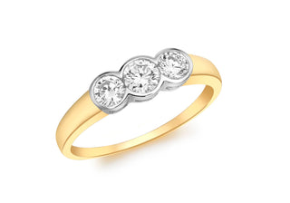 9ct Yellow CZ Trilogy Ring