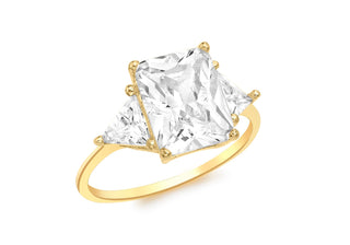9ct Yellow Gold Trilogy CZ Ring