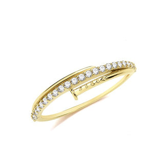 9K Yellow Gold CZ Nail Ring