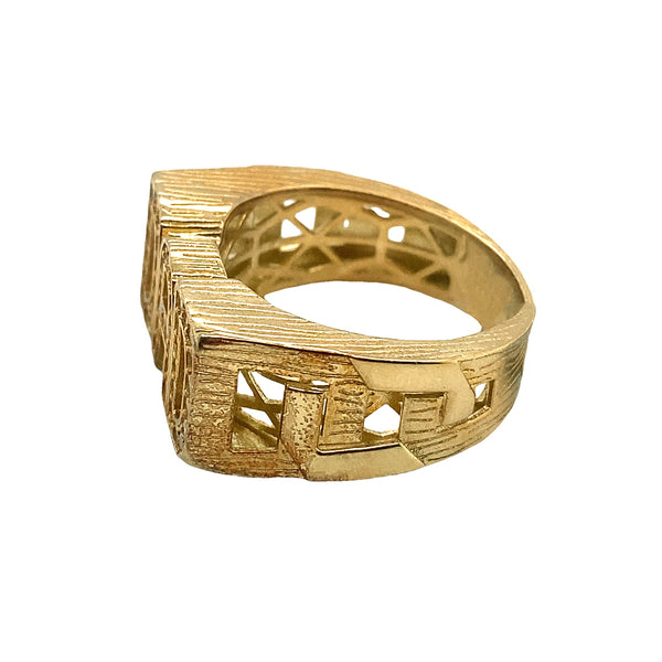 9K Yellow Gold CZ Dad Ring