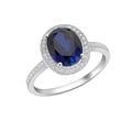 9K White Gold Blue & White Oval CZ Cluster Ring