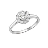 9K White Gold CZ Flower Cluster Ring